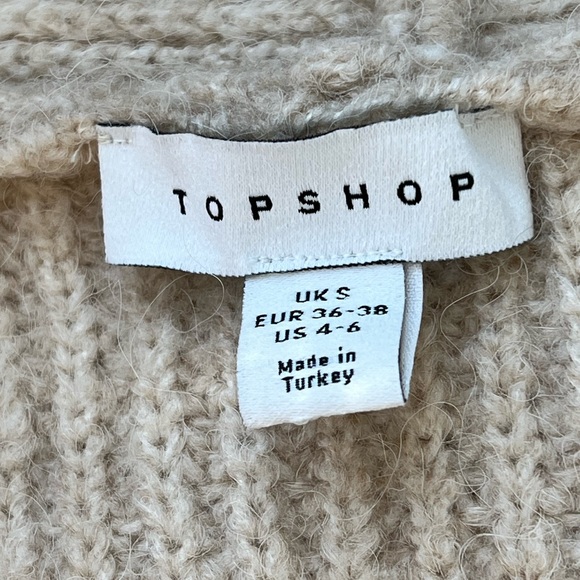 TOPSHOP Cardigan SWEATER KNIT Stone Belted BLOUSON SLEEVE Chunky Size S (4 - 6) - Picture 11 of 12
